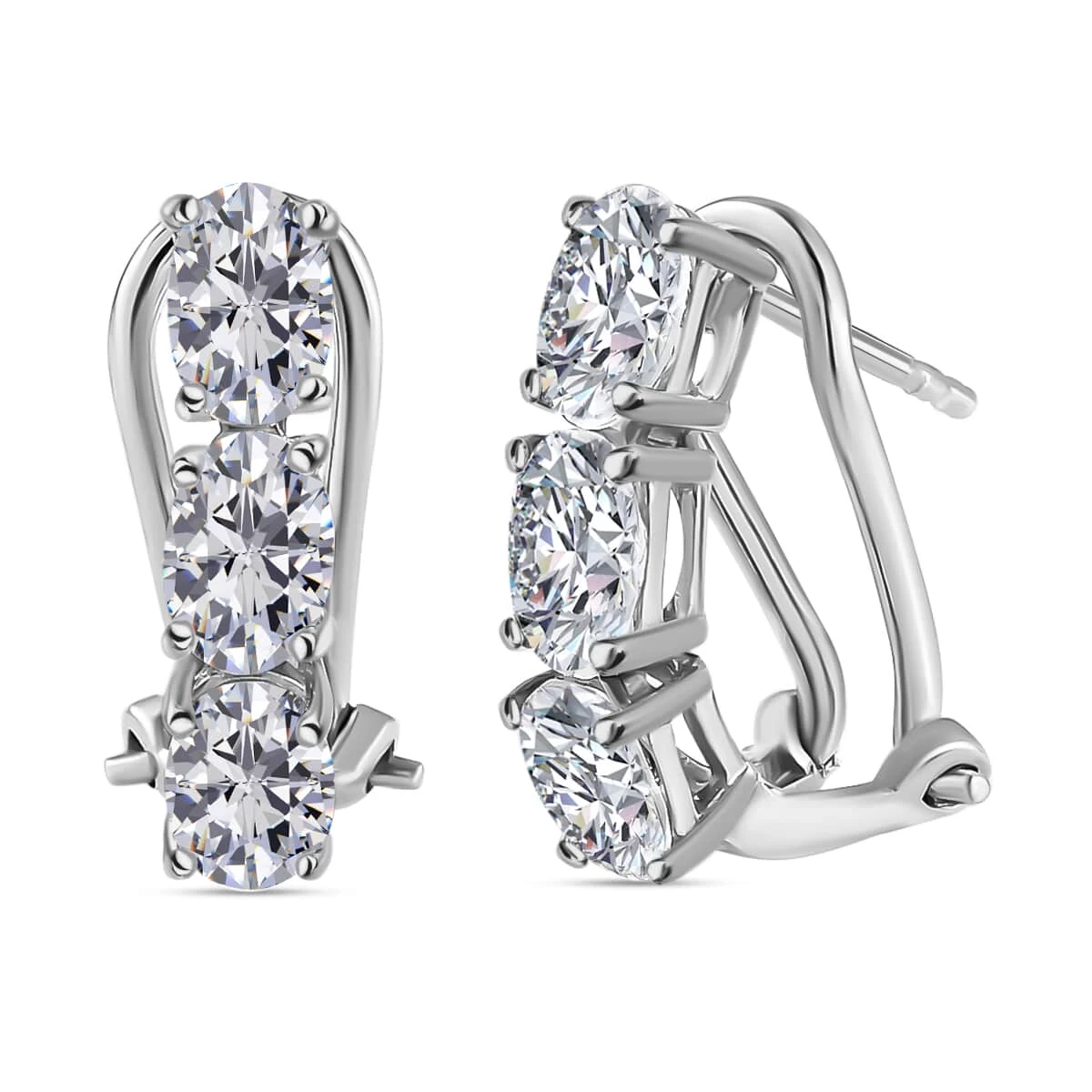 Brazilian Petalite Earrings, Sterling Silver Earrings, Omega Clip Earrings, Three Stone Earrings, Earrings For Women 2.70 Ctw 3 Brazilian Petalite Earrings, Sterling Silver Earrings, Omega Clip Earrings, Three Stone Earrings, Earrings For Women 2.70 Ctw