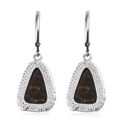 Artisan Crafted Matrix Silver Shungite Lever Back Earrings In Platinum Over Copper And Stainless Steel 7.35 Ctw , Tarnish-Free, Waterproof, Sweat Proof Jewelry -Jewelry store 7347655 4