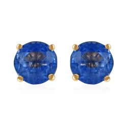 Value Buy Luxoro 10K Yellow Gold Premium Kashmir Kyanite Solitaire Stud Earrings 2.00 Ctw