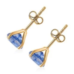 Value Buy Luxoro 10K Yellow Gold Premium Kashmir Kyanite Solitaire Stud Earrings 2.00 Ctw -Jewelry store 7347833 3