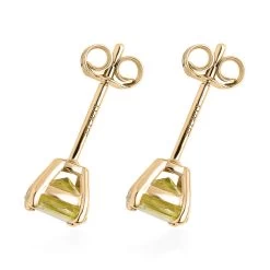 Luxoro 10K Yellow Gold AAA Capelinha Sphene Solitaire Stud Earrings 1.15 Ctw -Jewelry store 7357658 3