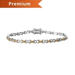 Natural Yellow Diamond Infinity Bracelet In Rhodium And Platinum Over Sterling Silver (7.25 In) 0.25 Ctw