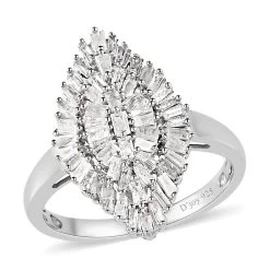 Diamond Sparkle Ring In Platinum Over Sterling Silver 1.00 Ctw