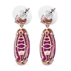 African Lilac Quartz (Triplet) And White Zircon Dangling Earrings In Vermeil Rose Gold Over Sterling Silver 15.90 Ctw -Jewelry store 7364438 3