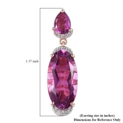 African Lilac Quartz (Triplet) And White Zircon Dangling Earrings In Vermeil Rose Gold Over Sterling Silver 15.90 Ctw -Jewelry store 7364438 4