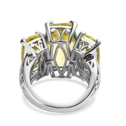 Ouro Verde Quartz 3 Stone Ring In Platinum Over Sterling Silver 19.90 Ctw -Jewelry store 7364453 4