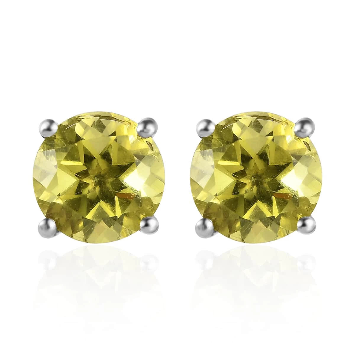 Ouro Verde Quartz Solitaire Stud Earrings In Platinum Over Sterling Silver 7.00 Ctw 3 Ouro Verde Quartz Solitaire Stud Earrings In Platinum Over Sterling Silver 7.00 Ctw