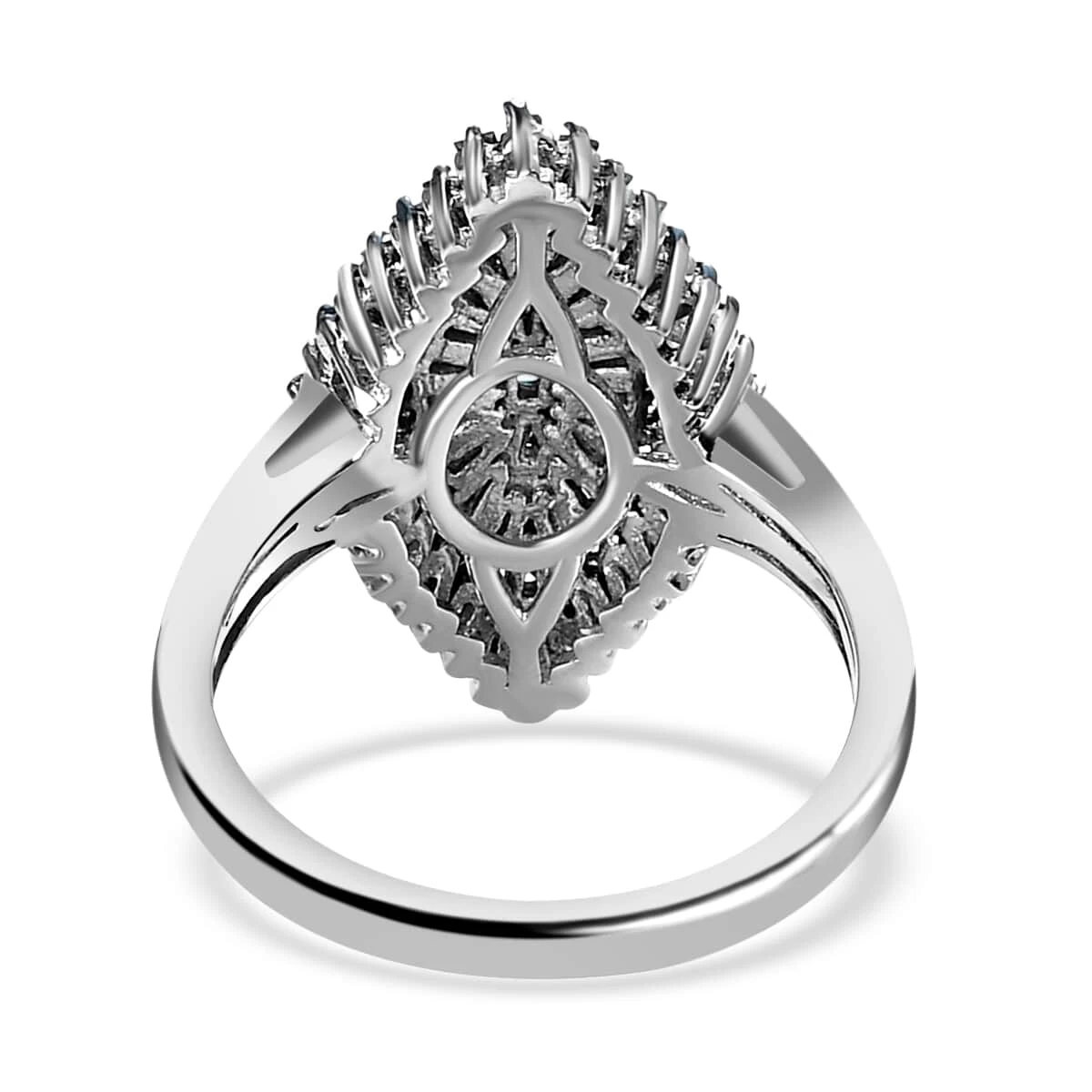 Blue Diamond Ring In Rhodium And Platinum Over Sterling Silver, Silver Sparkle Ring, Engagement Rings, Wedding Rings For Her 1.00 Ctw 9 Blue Diamond Ring In Rhodium And Platinum Over Sterling Silver, Silver Sparkle Ring, Engagement Rings, Wedding Rings For Her 1.00 Ctw - Image 7