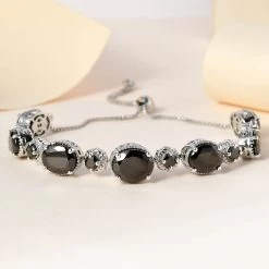 Elite Shungite Bolo Bracelet In Platinum Over Sterling Silver 12.25 Ctw -Jewelry store 7365408 1