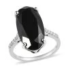 Natural Thai Black Spinel And Natural White Zircon Elongated Ring In Platinum Over Sterling Silver 12.00 Ctw -Jewelry store 7365770