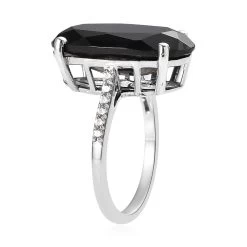 Natural Thai Black Spinel And Natural White Zircon Elongated Ring In Platinum Over Sterling Silver 12.00 Ctw 11 Natural Thai Black Spinel And Natural White Zircon Elongated Ring In Platinum Over Sterling Silver 12.00 Ctw -Jewelry store 7365770 3