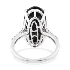 Natural Thai Black Spinel And Natural White Zircon Elongated Ring In Platinum Over Sterling Silver 12.00 Ctw 12 Natural Thai Black Spinel And Natural White Zircon Elongated Ring In Platinum Over Sterling Silver 12.00 Ctw -Jewelry store 7365770 4