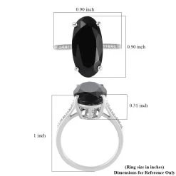 Natural Thai Black Spinel And Natural White Zircon Elongated Ring In Platinum Over Sterling Silver 12.00 Ctw 13 Natural Thai Black Spinel And Natural White Zircon Elongated Ring In Platinum Over Sterling Silver 12.00 Ctw -Jewelry store 7365770 5