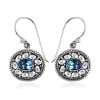Bali Legacy Swiss Blue Topaz Floral Earrings In Sterling Silver 0.40 Ctw -Jewelry store 7365910