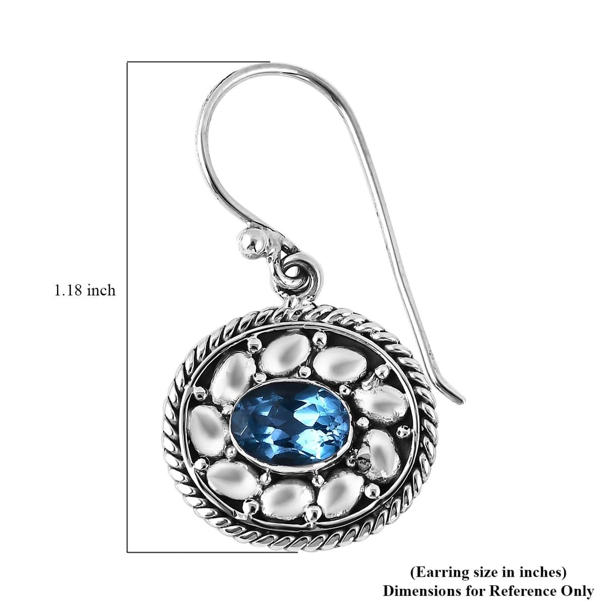 Bali Legacy Swiss Blue Topaz Floral Earrings In Sterling Silver 0.40 Ctw 7 Bali Legacy Swiss Blue Topaz Floral Earrings In Sterling Silver 0.40 Ctw - Image 5