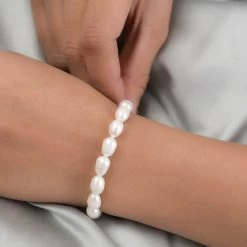 Freshwater Pearl Bracelet With Heart Charm In Sterling Silver (7.25 In) -Jewelry store 7365912 2