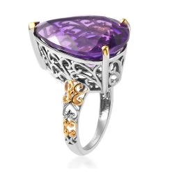 Amethyst Solitaire Ring In Vermeil YG And Platinum Over Sterling Silver 18.65 Ctw 11 Amethyst Solitaire Ring In Vermeil YG And Platinum Over Sterling Silver 18.65 Ctw -Jewelry store 7368022 3