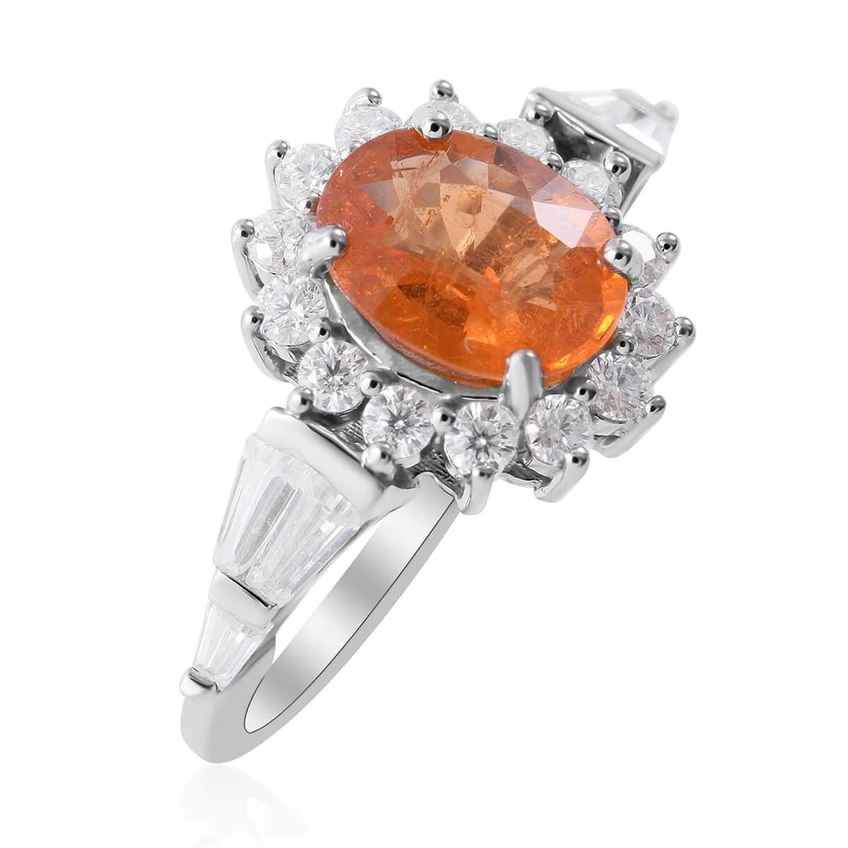 Viceroy Spessartine Garnet And Moissanite Sunburst Ring In Platinum Over Sterling Silver 3.50 Ctw 3 Viceroy Spessartine Garnet And Moissanite Sunburst Ring In Platinum Over Sterling Silver 3.50 Ctw