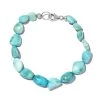 Larimar Beads Bracelet, Tumbled Beads Bracelet, Larimar Bracelet, Sterling Silver Bracelet (7.25 In) 66.40 Ctw -Jewelry store 7370506
