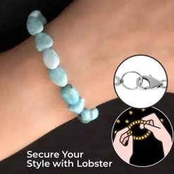 Larimar Beads Bracelet, Tumbled Beads Bracelet, Larimar Bracelet, Sterling Silver Bracelet (7.25 In) 66.40 Ctw -Jewelry store 7370506 2