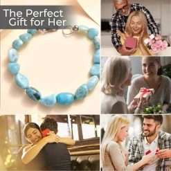 Larimar Beads Bracelet, Tumbled Beads Bracelet, Larimar Bracelet, Sterling Silver Bracelet (7.25 In) 66.40 Ctw -Jewelry store 7370506 3