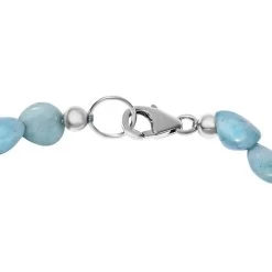Larimar Beads Bracelet, Tumbled Beads Bracelet, Larimar Bracelet, Sterling Silver Bracelet (7.25 In) 66.40 Ctw -Jewelry store 7370506 4