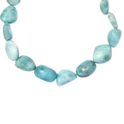 Larimar Beads Bracelet, Tumbled Beads Bracelet, Larimar Bracelet, Sterling Silver Bracelet (7.25 In) 66.40 Ctw -Jewelry store 7370506 5
