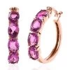 African Lilac Quartz Hoop Earrings In ION Plated RG Stainless Steel 11.00 Ctw , Tarnish-Free, Waterproof, Sweat Proof Jewelry -Jewelry store 7371611