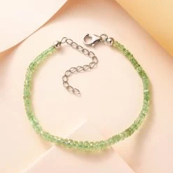 Brazilian Mint Garnet Beaded Bracelet In Rhodium Over Sterling Silver (7.25 In) With Extender 23.70 Ctw -Jewelry store 7372129 1