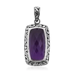 Bali Legacy African Amethyst Pendant In Sterling Silver 18.20 Ctw
