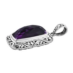 Bali Legacy African Amethyst Solitaire Pendant In Sterling Silver 19.75 Ctw 11 Bali Legacy African Amethyst Solitaire Pendant In Sterling Silver 19.75 Ctw -Jewelry store 7372245 3 1