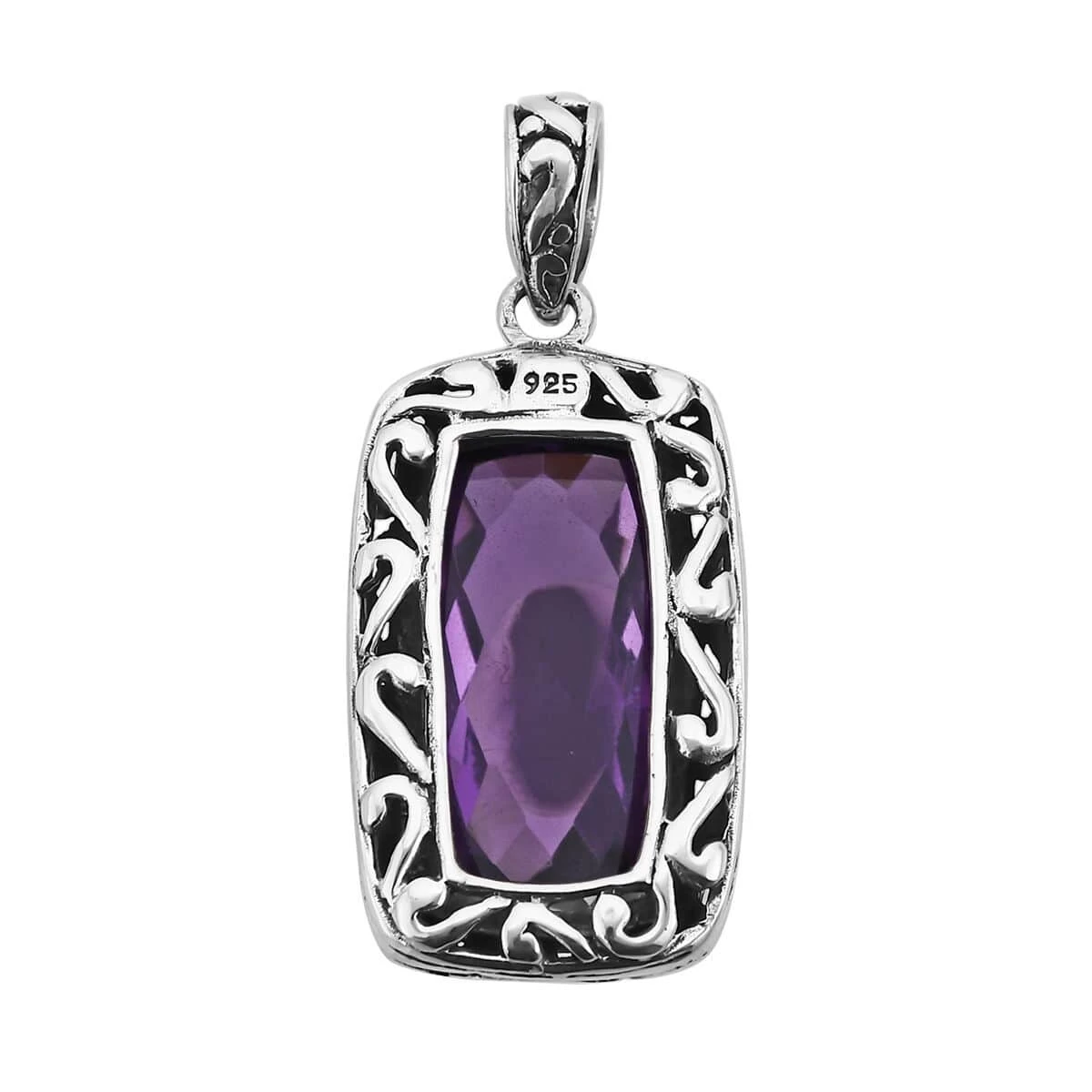Bali Legacy African Amethyst Solitaire Pendant In Sterling Silver 19.75 Ctw 7 Bali Legacy African Amethyst Solitaire Pendant In Sterling Silver 19.75 Ctw - Image 5