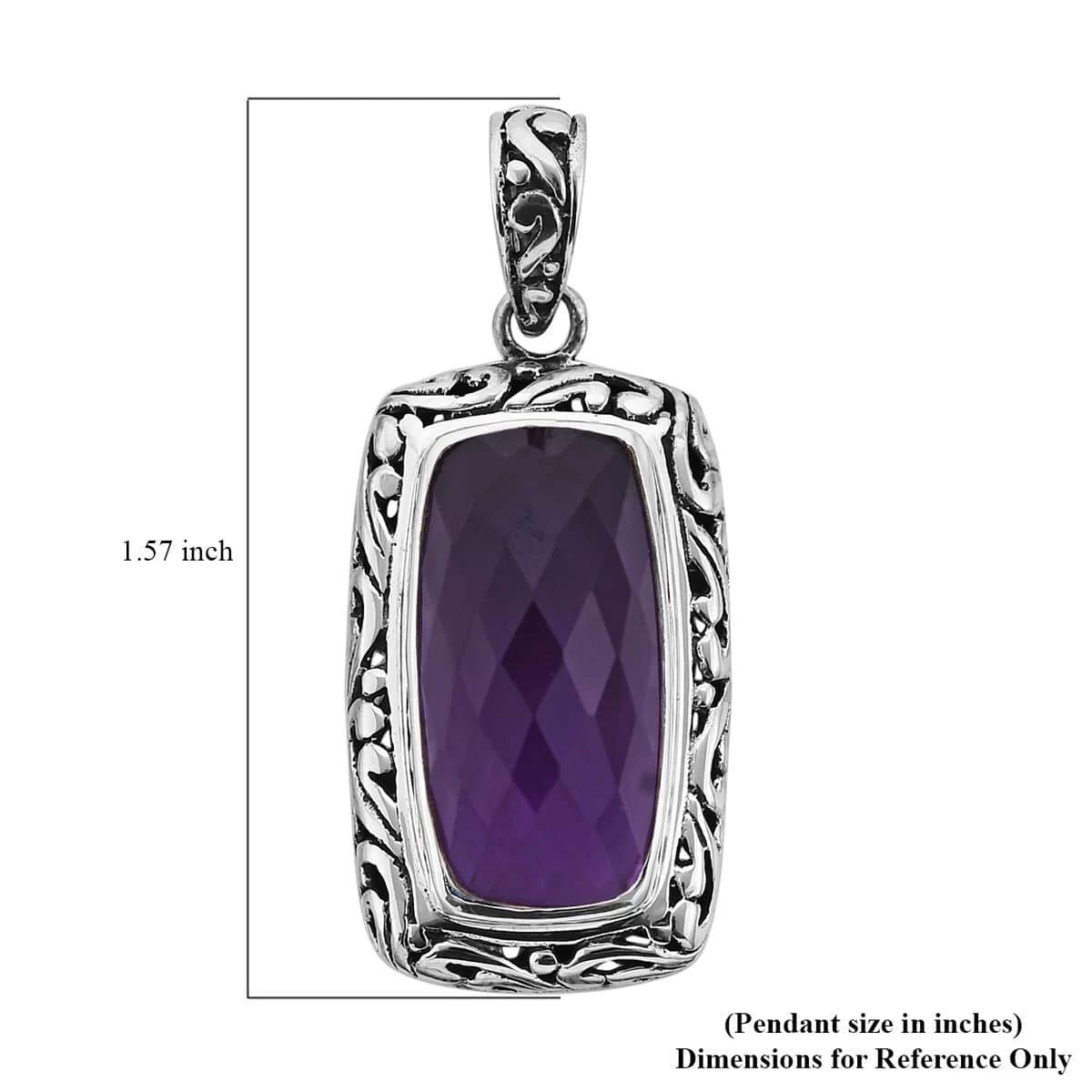 Bali Legacy African Amethyst Solitaire Pendant In Sterling Silver 19.75 Ctw 8 Bali Legacy African Amethyst Solitaire Pendant In Sterling Silver 19.75 Ctw - Image 6