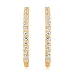 14K Yellow Gold Simulated Diamond Endless Hoop Earrings 0.25 Ctw