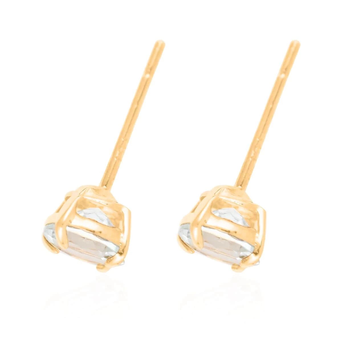 14K Yellow Gold Aquamarine Solitaire Stud Earrings 0.50 Ctw 6 14K Yellow Gold Aquamarine Solitaire Stud Earrings 0.50 Ctw - Image 4