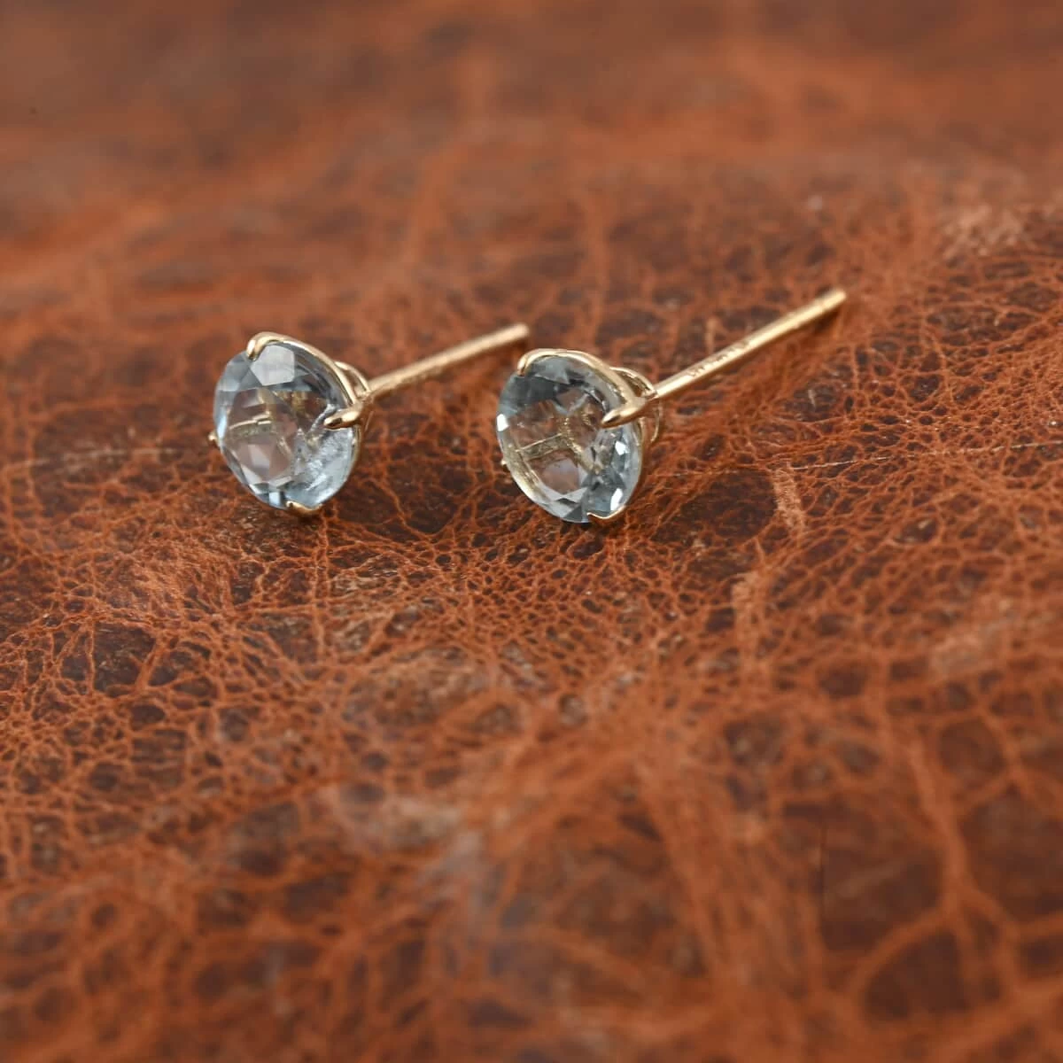 Aquamarine Stud Earrings, Solitaire Earrings, Solitaire Studs, Aquamarine Earrings, 14K Yellow Gold Earrings 1.50 Ctw 4 Aquamarine Stud Earrings, Solitaire Earrings, Solitaire Studs, Aquamarine Earrings, 14K Yellow Gold Earrings 1.50 Ctw - Image 2