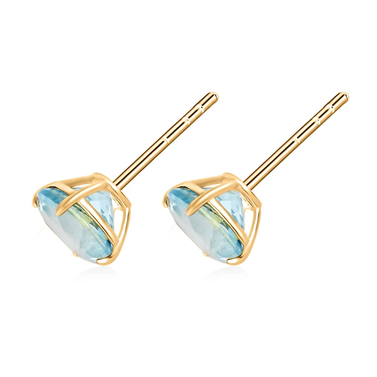 Aquamarine Stud Earrings, Solitaire Earrings, Solitaire Studs, Aquamarine Earrings, 14K Yellow Gold Earrings 1.50 Ctw 6 Aquamarine Stud Earrings, Solitaire Earrings, Solitaire Studs, Aquamarine Earrings, 14K Yellow Gold Earrings 1.50 Ctw - Image 4