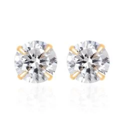 14K Yellow Gold Simulated Diamond Solitaire Stud Earrings 0.35 Ctw