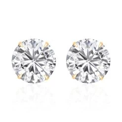 14K Yellow Gold Simulated Diamond Solitaire Stud Earrings 1.60 Ctw