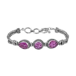 Bali Legacy African Lilac Quartz (Triplet) Toggle Clasp Bracelet In Sterling Silver (7.50 In) 16.60 Ctw
