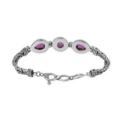Bali Legacy African Lilac Quartz (Triplet) Toggle Clasp Bracelet In Sterling Silver (7.50 In) 16.60 Ctw -Jewelry store 7379474 3