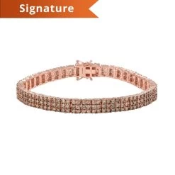 Natural Champagne Diamond Cluster Bracelet In Vermeil Rose Gold Over Sterling Silver (6.50 In) 16.90 Grams 9.00 Ctw
