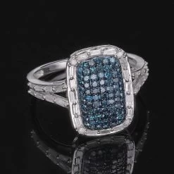 One Time Only Blue Diamond (IR), Diamond Ring In Platinum Over Sterling Silver 1.00 Ctw -Jewelry store 7379987 1