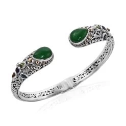 Bali Legacy Multi Gemstone Floral Bracelet In Sterling Silver (8.00 In) 15.60 Ctw