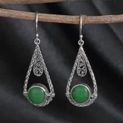 BALI LEGACY Green Jade Earrings In Sterling Silver 4.50 Ctw -Jewelry store 7380443 1
