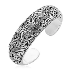 Bali Legacy White Zircon Dragonfly Bangle Bracelet In Sterling Silver (7.50 In) 0.40 Ctw -Jewelry store 7380583 3