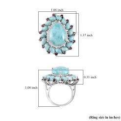 Larimar Floral Ring, Multi Gemstone Cocktail Ring, Sterling Silver Ring, Larimar Cluster Ring 13 Larimar Floral Ring, Multi Gemstone Cocktail Ring, Sterling Silver Ring, Larimar Cluster Ring -Jewelry store 7380630 5