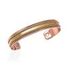 Magnetic By Design 3D Chain Pattern Cuff Bracelet In Silvetone, Rosetone And Goldtone (7.50 In) -Jewelry store 7381338