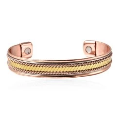 Magnetic By Design 3D Chain Pattern Cuff Bracelet In Silvetone, Rosetone And Goldtone (7.50 In) -Jewelry store 7381338 3