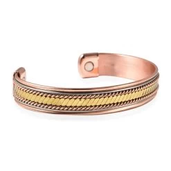 Magnetic By Design 3D Chain Pattern Cuff Bracelet In Silvetone, Rosetone And Goldtone (7.50 In) -Jewelry store 7381338 4